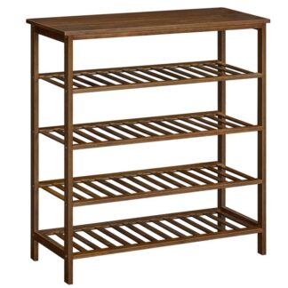 رف الأحذية الخيزران, 5-رف الأحذية الطبقة للمدخل, 29.5" L x 11.8" ث × 31.5" ح, يحمل 16-20 أزواج من الأحذية, تخزين رف الأحذية من الخيزران متعدد الوظائف, مستقرة والدراسة, للخزانة, موكا