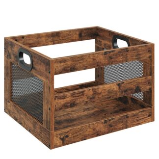 تخزين سجل الفينيل, صندوق تخزين ألبومات الفينيل الكلاسيكية, حامل عرض السجل المرئي, صندوق قفص سطح المكتب للأقراص المدمجة, وثائق, الألبوم, بني ريفي