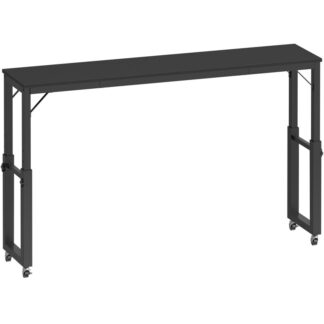 Черный переоборудованный стол с колесами, Стол мобильного кровати с Queen Size с регулируемой высотой, Катящийся стол, Обеденный стол, Компьютерный стол, для спальни, Гостиная, Офис