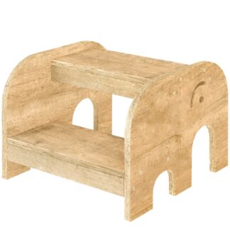 Taburete de paso natural para niños pequeños, Taburete de 2 niveles de madera en forma de elefante para niños, Asistente de cocina de baño para niños pequeños, Fácil de limpiar para el lavabo del baño, Cocina, Dormitorio