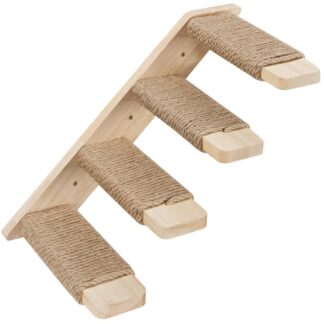 Wood Cat Wall Shelves, 4-Level Cat Wall Steps with Jute Scratching Steps, Cat Climbing Wall, Cat Wall Furniture, Easy to Install, Holds up to 40 lb, Natural