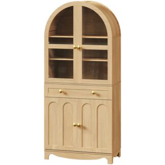 مخزن المطبخ المقوس الطبيعي, خزانة مخزن المطبخ طويل القامة مع درج, الباب الزجاجي والأرفف القابلة للتعديل, خزانة تخزين المطبخ مزرعة, لغرفة المعيشة, غرفة العشاء