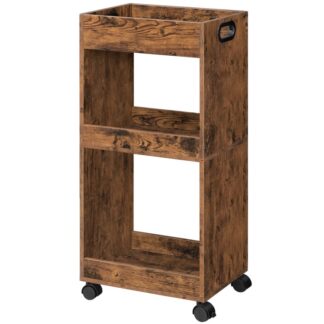 3-tier rolling serving bar cart, industrial bar cart for the home, beverage cart with storage shelves, utility storage cart with wheels, for kitchen dinning room, bar, rustic brown