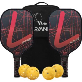 Pickleball Paddles, Set of 2, Pickleball Set, USAPA Pro, Lightweight Carbon Fiber Surface, Polypropylene Honeycomb Core, 4 Pickleball Balls & 1 Carry Bag for Beginner to