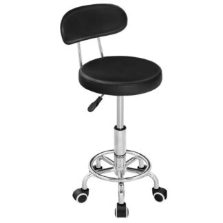 Výška nastavitelná válcová stolička, 360 Rotující židle pro navrhování, Víceúčelové křeslo kancelářské stoly, Rolling Swivel Salon Stolic Chair, pro holičství, Nehtový salon, Kancelář, Černý