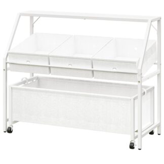 منظم تخزين الألعاب, منظمي ألعاب الأطفال وصناديق التخزين, رف تخزين لعبة مع عجلات, منظم تخزين ألعاب الأطفال في غرفة المعيشة, غرفة اللعب, حضانة, غرفة نوم, أبيض