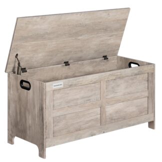 Storage Chest, 39.4" Toy Storage Chest, Large Storage Trunk, Shoe Bench, Storage Bench with Safety Hinge, Entrance Bench, 130L, for Living Room, Entrance, Bedroom, Greige