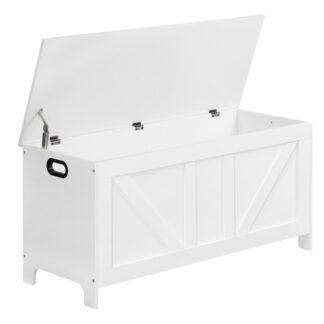 Storage Chest, 39.4" Toy Storage Box, Large Storage Trunk, Shoe Bench, Storage Bench with Safety Hinge, Entrance Bench, 130L, for Living Room, Entrance, Bedroom, White