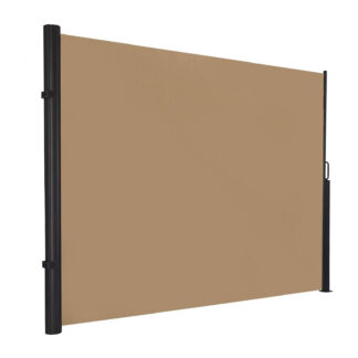 Yan Tente, Tam Alüminyum Çerçeve, 180 X 450 santimetre, Uzatılabilir Tente, Gizlilik Ekranı, Yan Kanopiler, Balkonlar, Avlular, Bahçe, Güneş Koruması, Yan Perde, Boz kahverengi,