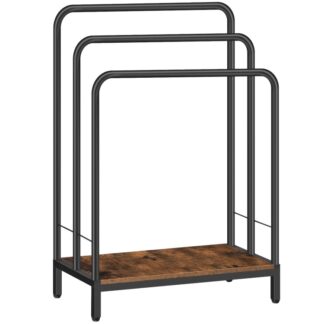 free standing towel rack, industrial blanket ladder holder, metal towel rack, 23.6" l x 11.8" w x 33.4" h, 3 tier blanket stand organization for bathroom, rustic brown and black