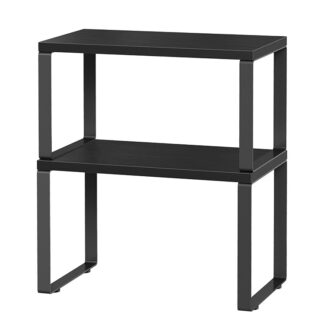 Scairbh Eagraí Comh -Aireachta, sraith de 2 seilfeanna cuntair na cistine, seilfeanna countertop cistine stackable, racaí spice in -fhairsing, don chistin, oifig, seomra suí, dubh salach