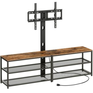 حامل تلفزيون مع جبل و 4 Power Outlets 70.9", وحدة تحكم الوسائط في مركز الترفيه, حامل تلفزيون دوار يصل إلى 80 أجهزة تلفزيون بوصة, الارتفاع قابل للتعديل, إطار معدني لغرفة المعيشة, غرفة نوم