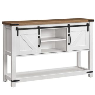 39.4" parasztház bejárati asztal tárolóval, Keskeny konzolasztal nyitott polcokkal és 2 szekrény, kanapéasztal csúszó istálló ajtókkal, a folyosóra, nappali, szürke szürke