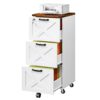 HOOBRO 3 Drawer File Cabinet with Lock, Farmhouse Office Cabinet, Wooden Tall Mobile Filing Cabinet Fits A4 and Letter-Size File Folder, Printer stativ, til hjemmekontor, Hvid og valnød