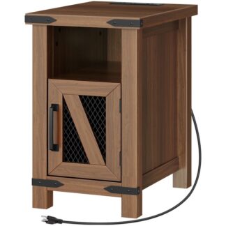 المزرعة الجانبية الضيقة مع محطة الشحن, طاولة نهاية مع خزانة التخزين, منضدة مع منافذ ومنافذ USB, للمساحات الصغيرة, غرفة الجلوس, غرفة نوم, جوز