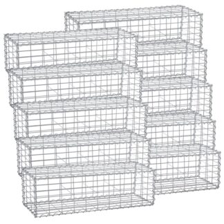 مجموعة من 10 موصل حلزوني حديقة حديقة الحجر مع أقفاص معدنية معدنية 100 x 30 س 30 حديقة سم