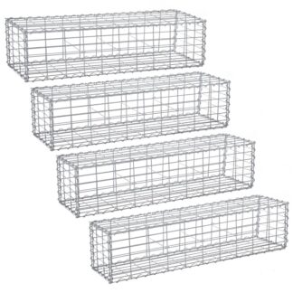 4 x Gabion 100 x 30 x 30 cm Galvanised Steel Garden Decoration Silver with