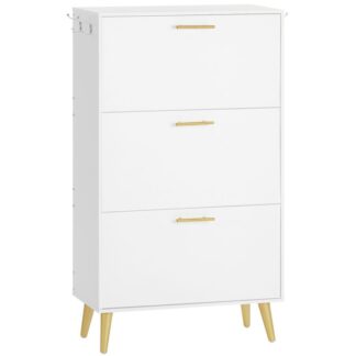 خزانة الاحذية, خزانة تخزين الأحذية للدخول, خزانة أحذية دلو الخفية مع 3 أدراج الوجه, خزانة منظم رف الأحذية مع خطافات معطف, للدخول, خزانة, أبيض