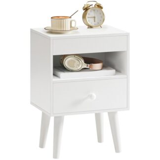 ХУБРО Прикроватная тумбочка, Деревянный столик, Тумбочка с выдвижным лотком, Диван-стол с тканевым ящиком, Кофейный столик, Открытое отделение, для гостиной, Спальня, Белый