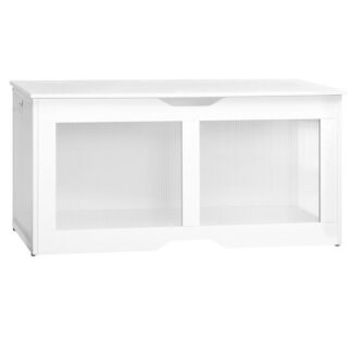 صندوق تخزين, 39.4" مقعد التخزين, مقعد الأحذية الحديث, صندوق ألعاب مع فتحة سحب على شكل حرف U, منظم صندوق الألعاب مع مساحة تخزين, مفصلة السلامة, لغرفة المعيشة, غرفة نوم, مدخل, أبيض