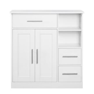 خزانة الحمام القائمة بذاتها, خزانة تخزين الحمام مع أدراج, منظم الحمام مع 2 أرفف قابلة للتعديل, 2-خزانة الباب, أدراج قابلة للتعديل, للحمام, الحمام, والمطبخ,