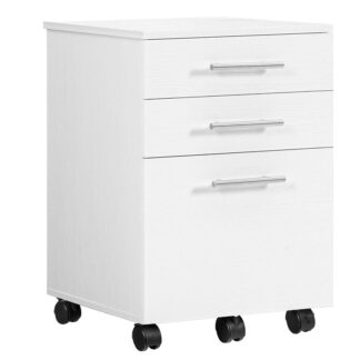خزانة ملفات أبيض 3-Drawer, خشبية تحت مكتب تقديم المكتب, يناسب حجم الحروف A4/الحرف للمكتب المنزلي, صدر درج تخزين صغير, موقف الطابعة مع الأدراج