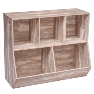 kid's bookshelf, bookcase footboard, toy storage cubby, children's toy shelf, toy storage cabinet, suitable for children's room, playroom, hallway, kindergarten, school, oak white