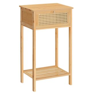 Бамбук высокий конечный стол, Боковой стол с ящиком дверей, Высокий телефон для небольшого места, Таблица дивана ротантской тумбочки легко собирать, для спальни, Гостиная, Кабинет, Естественный