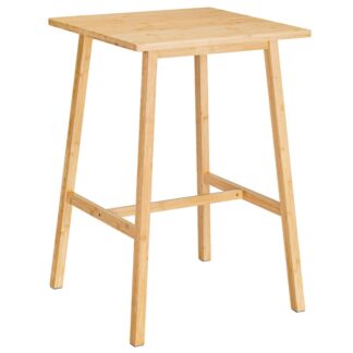 Natural Soild Wood Bar Tisch, Bambus quadratischer Küche Esstisch, Kleiner hoher Top -Pub -Tisch für kleine Raum, mit Fußstütze, Leicht zusammenzubauen, Für Wohnzimmerparty, Kaffeeecke, Esszimmer