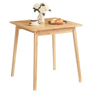 HOOBRO Bamboo Dining Table, Square Dining Table for 2, 27.6" Kitchen Table for Small Space, Writing Table, Easy to Assemble, for Dining Room, Living Room, Office, Kitchen, Natural