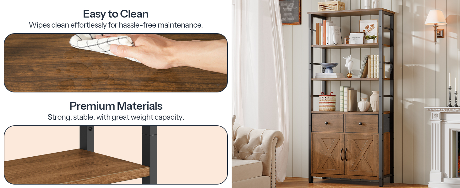 5-Книжная полка яруса, Высокий книжный шкаф с ящиками и шкафом для хранения