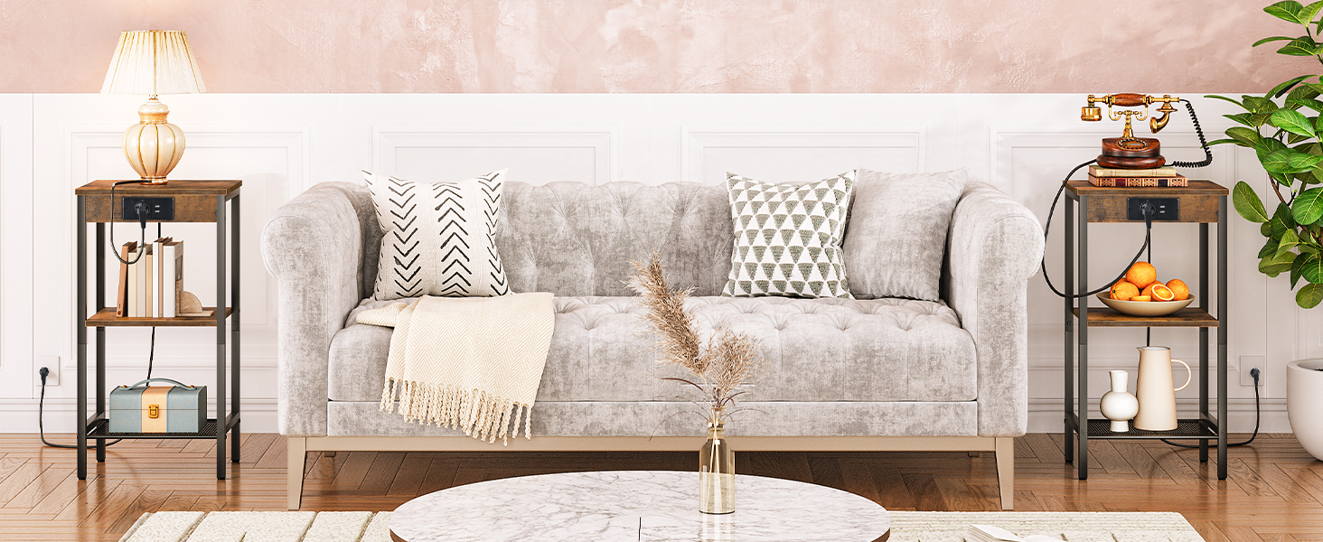 Beizertisch mit Ladestation Seitentisch hoch und schmal