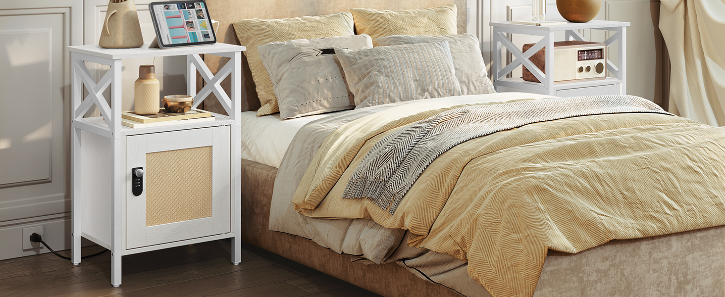 Set di tavolini finali 2 con stazione di ricarica, Tavolini con porte USB & Prese di corrente