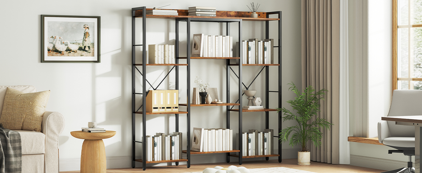 Libreria a 4 livelli a tripla colonna, Apri rack di visualizzazione di archiviazione,