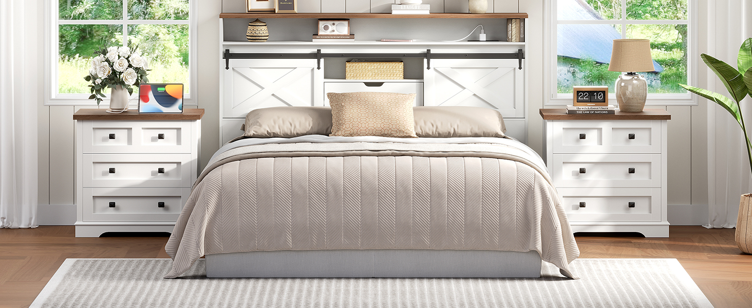 Farmhouse Nightstand with 3 Drawers