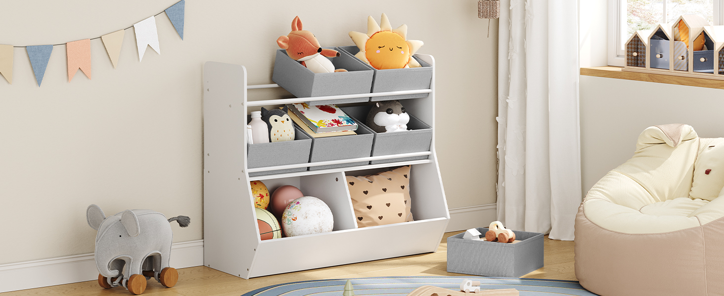  Aufbewahrungsschrank für Spielzeug, kids storage organizer, Lagerschrank mit 6 removable storage bins