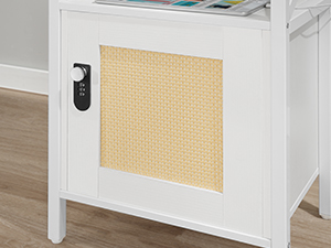 Comodino in rattan, Tavolino Boho con ripiano aperto a cassetto