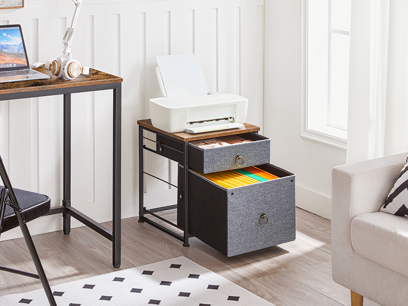 2-Classeur à tiroirs, Armoire de bureau mobile verticale, Support d'imprimante roulant