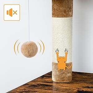 caja de arena con torre de árbol para gatos