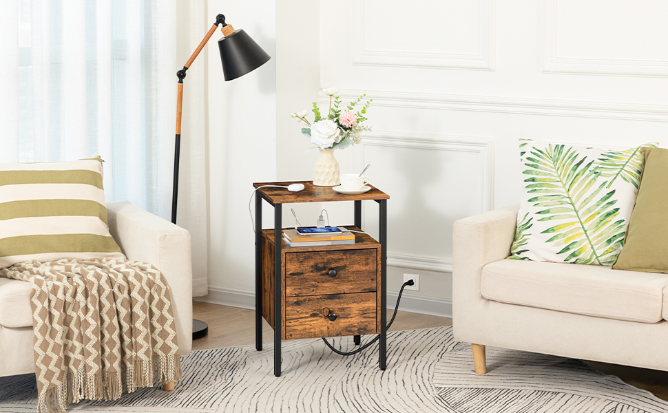 nightstand with charging station