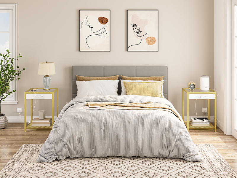 mesa auxiliar con estación de carga