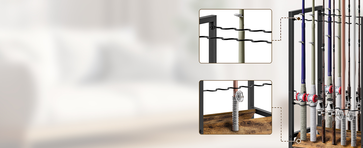 porta -barra de pesca 12 hastes, equipment organizer rack on wheels, rolling pole tackle cart