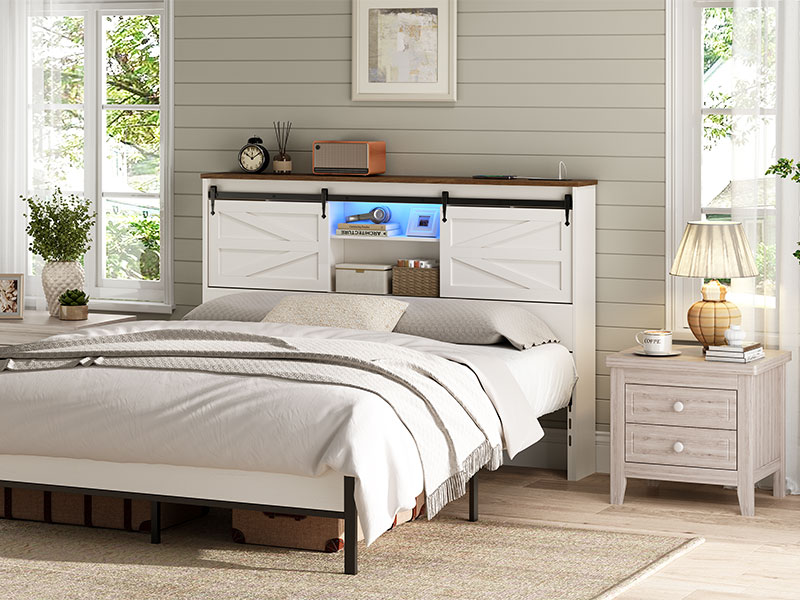 bookcase headboard with charging station