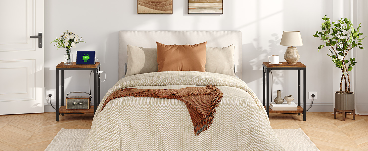 Side Table with Charging Station