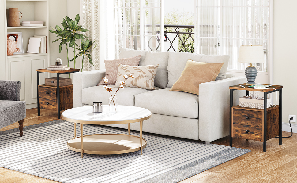 σύνολο από 2 κομοδίνο με σταθμό φόρτισης 