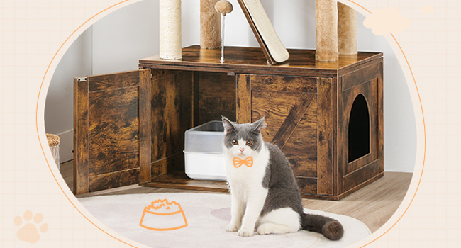 Macskafa alomdoboz-tartóval