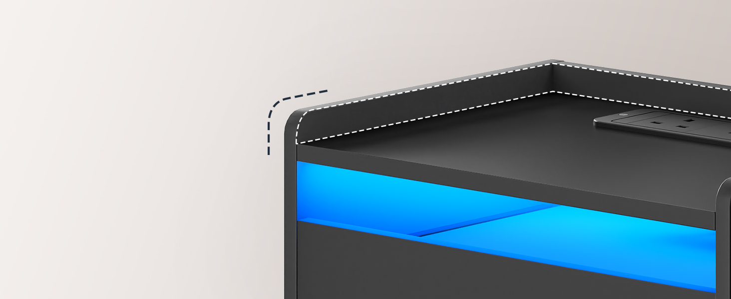 Nightstand with 1AC Outlet, 2 USB Ports