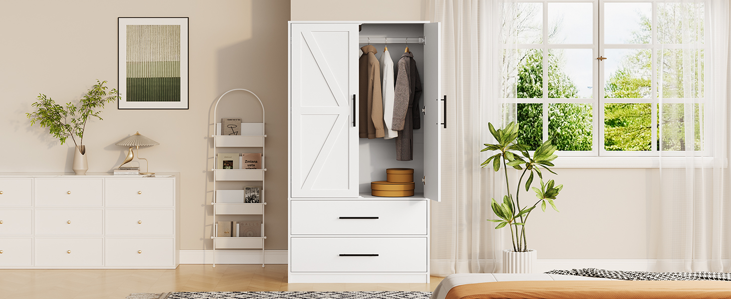 خزانة خزانة طويلة مع قضيب معلق