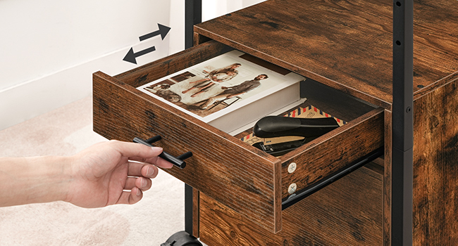 Aktenschrank mit Ladestation, Der Büroschrank aus Holz ist für die Größe A4/Letter geeignet