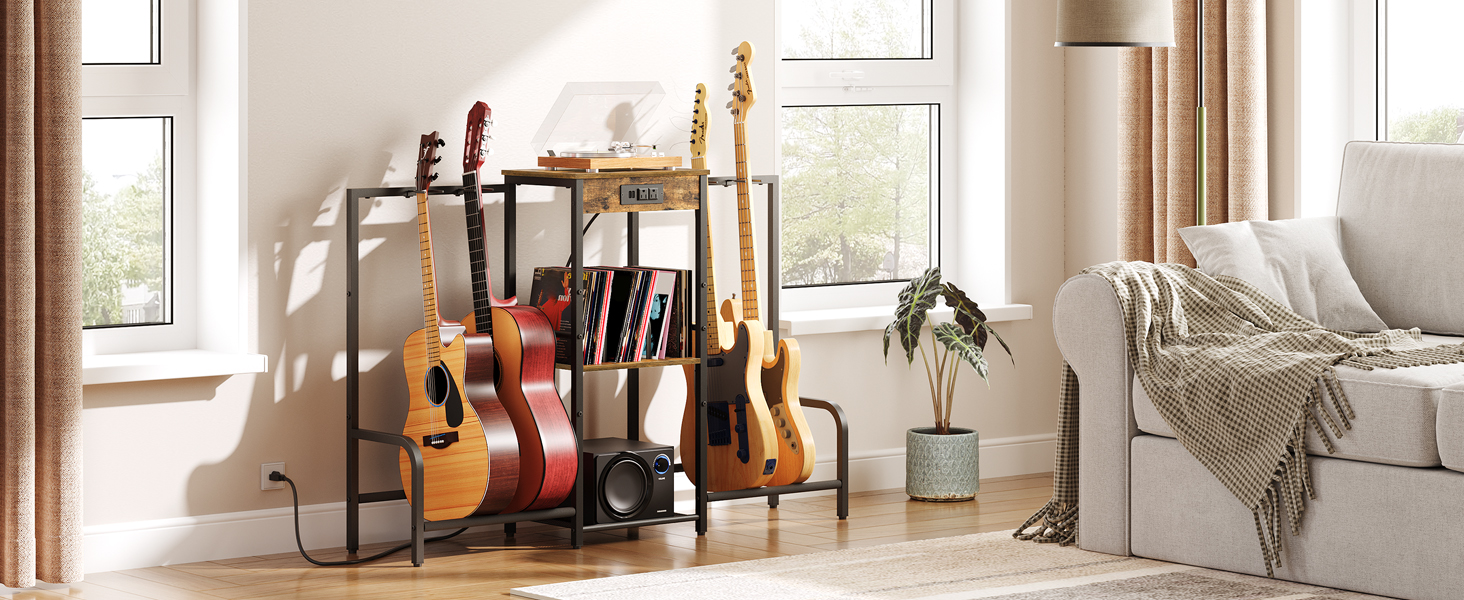 guitar stand floor bass rack 4 holder display for acoustic, electric ukulele banjo storage